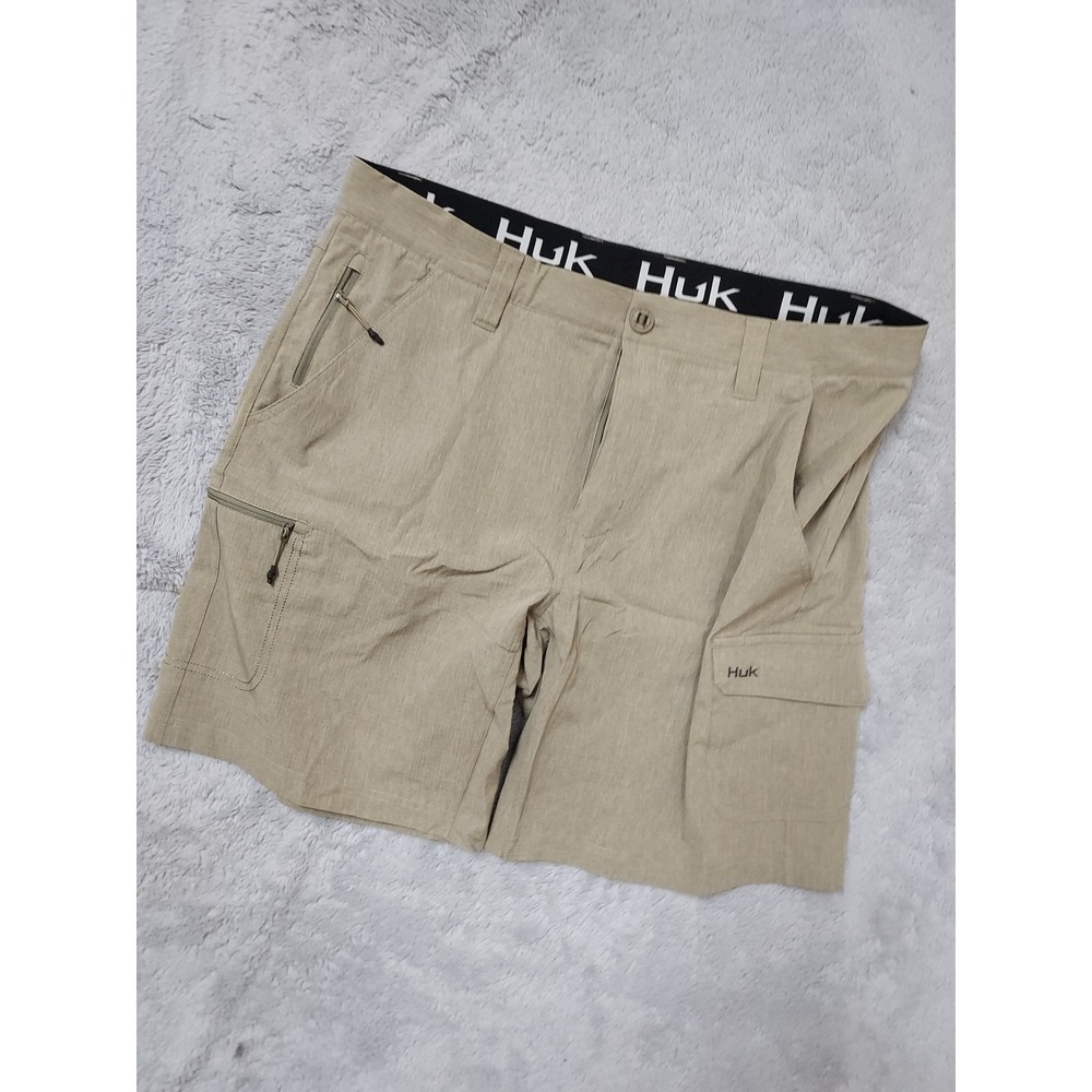 Huk Shorts Mens XL A1A Cargo Fishing Adjustable Waist Fishing Beach Hybrd EUC
